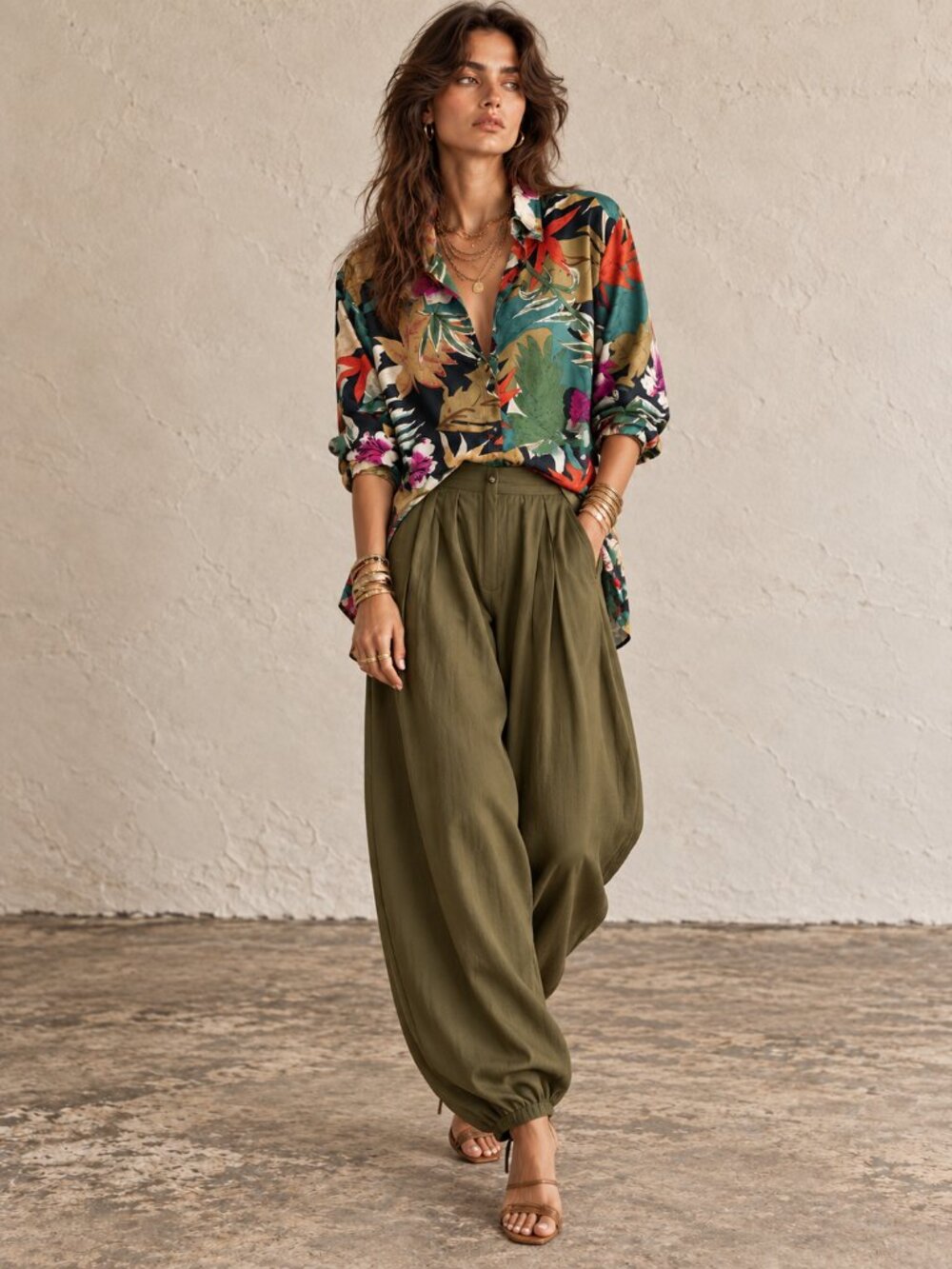 Vintage 100% Silk Tropical Print Blouse | Oversized H.E.R. M
